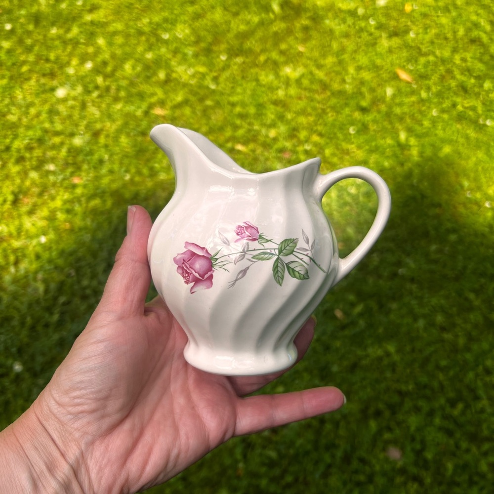 Vintage Creamer With Pink Flowers